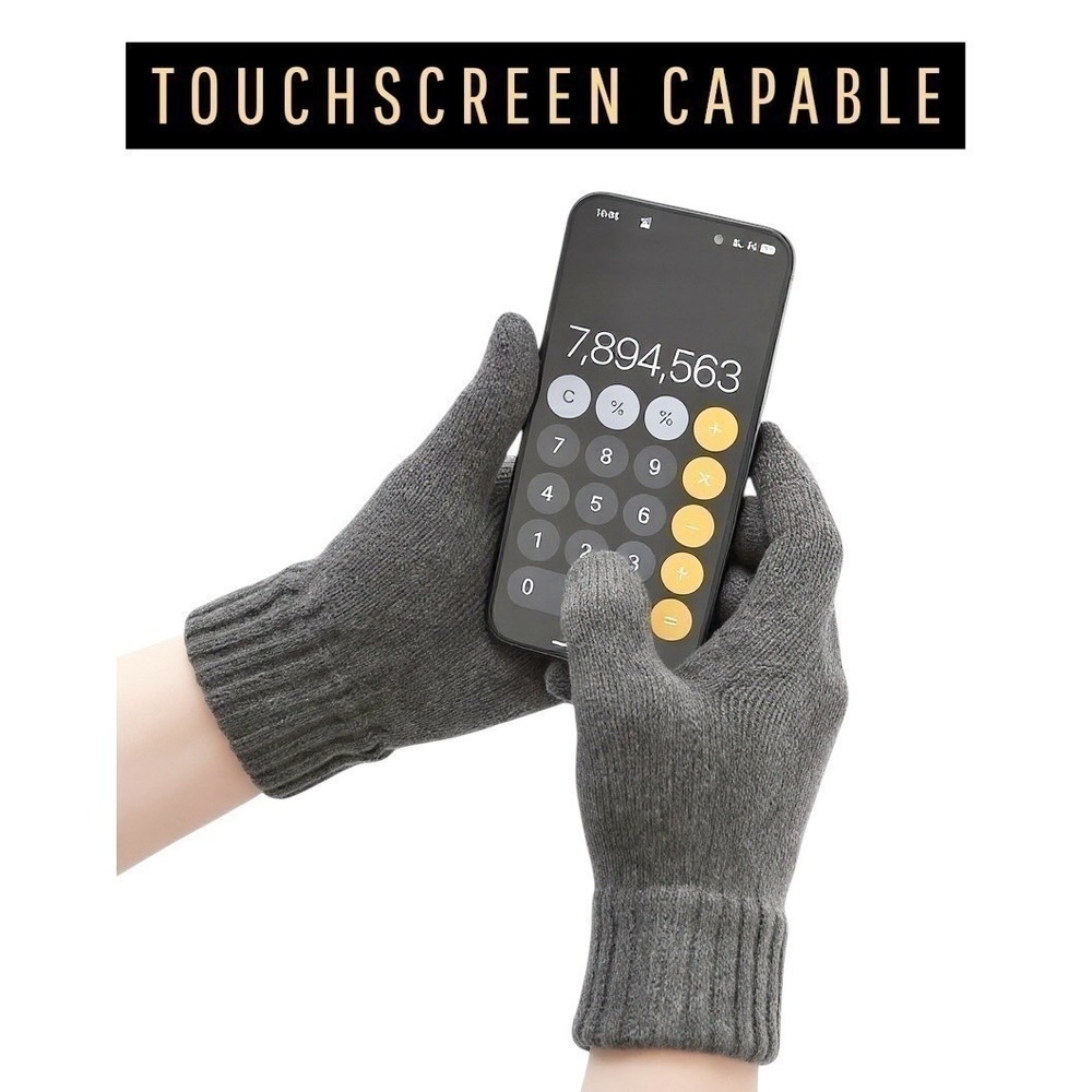 Unisex Alpaca Velvet Blend Winter Thermal Driving Gloves Gray Touchscreen LARGE - Picture 3 of 7